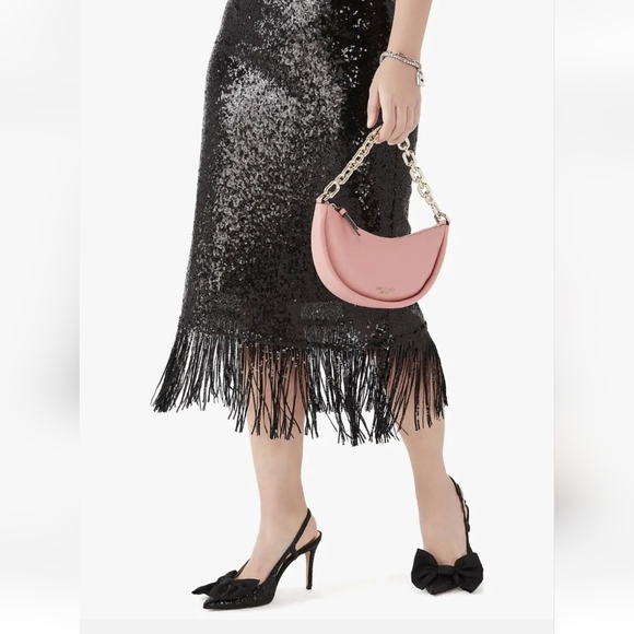 NWT AUTHENTIC Kate Spade Convertible Crossbody Smile Bag Pink Leather Gold Chain - Picture 6 of 17